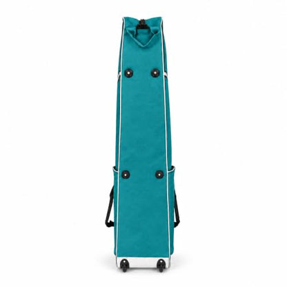 Fencing Bag with Wheels, Rolling Fencing Bag for Foil Epee Saber, Long Sword Carrier for HEMA and Fencing Gear, Side Pocket and Carry Handles - color: Lake Blue