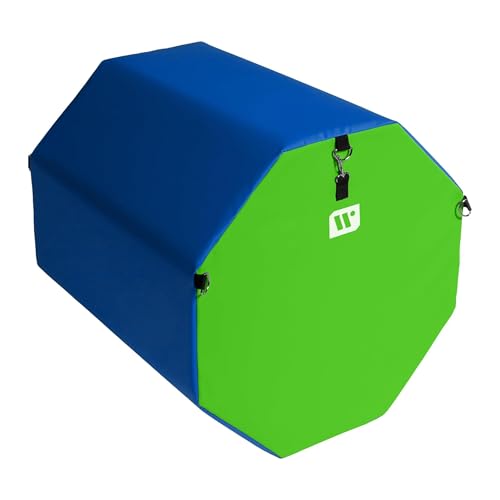 We Sell Mats Gymnastics Octagon Skill Shape Tumbling Mat, Somersault Backbend Trainer for Gymnastics, Cheerleading and Martial Arts - color: Lime Green / Blue, size: Small