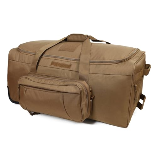 Deployment Bag with Wheels Military Duffle Bag Large Heavy-Duty Bags (TAN) - color: TAN-1