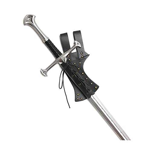 HZMAN Medieval Leather Sword Frog LARP Sword Belt Sword Holster - color: Black