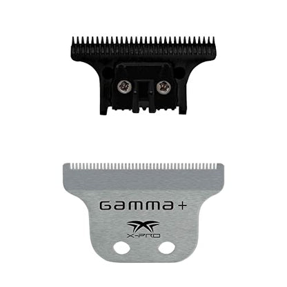 GAMMA+ Hair Trimmer Fixed Moving Blade Replacement Professional Grade - style: Fixed Classic X-Pro Blade Stainless Steel with Black The One Moving Trimmer Blade Set