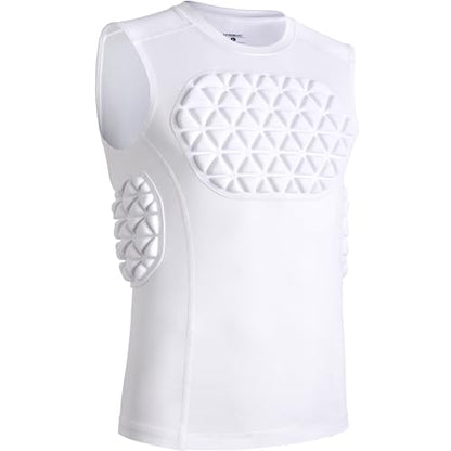 Adult Baseball Chest Rib Protector Padded Compression Shirt - color: White, size: X-Large
