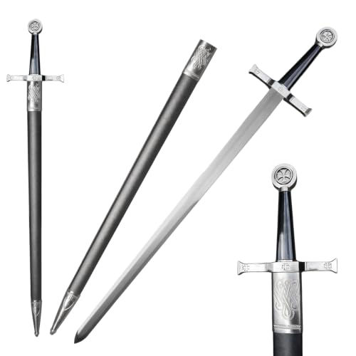 Stainless Steel Medieval Star of David King Solomon Cross Crusader Knight Templar Sword for Collection, Cosplay, Display - style: D-33.9 inch