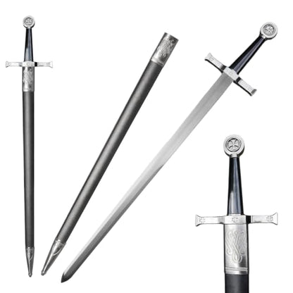 Stainless Steel Medieval Star of David King Solomon Cross Crusader Knight Templar Sword for Collection, Cosplay, Display - style: D-33.9 inch