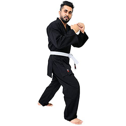 G4 Karate Suit GI Aikido Training Adult Student Uniform Set Free Belt Black White - color: Black, size: 00/120cm