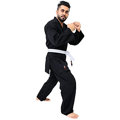 G4 Karate Suit GI Aikido Training Adult Student Uniform Set Free Belt Black White - color: Black, size: 7/200cm