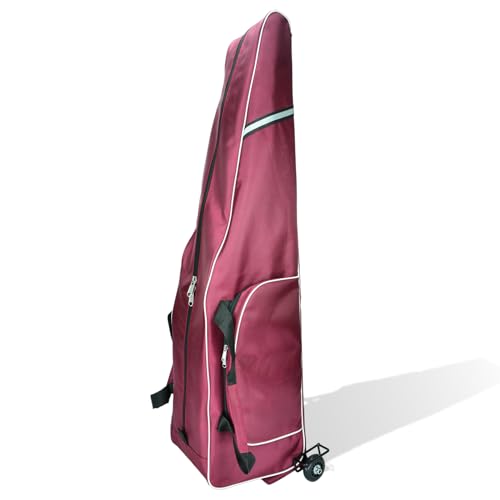 Fencing Bag with Wheels - Draw-bar Rolling Fencing Bag - Fencing Bags with Integrated Plate and Wheels - color: Burgundy