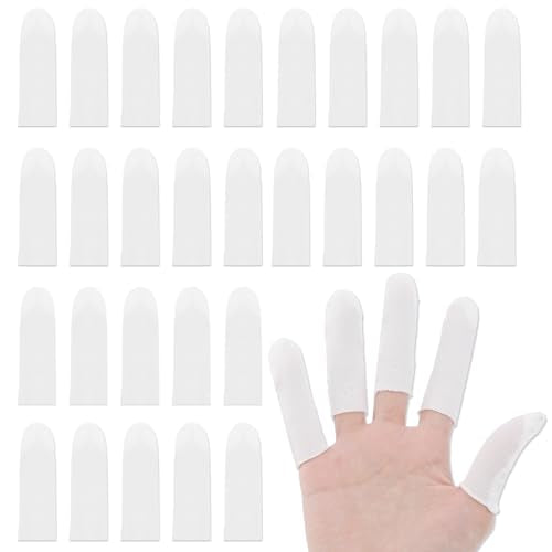300 Pcs Cotton Finger Cots, White Cloth Finger Sleeves Fingertips Protective Cover, Thumb Protector for Finger Tips Comfortable and Breathable, Moisture Wicking