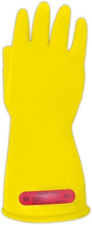 MAGID Rubber Insulating Electrical Safety Gloves, Class 0 ASTM Compliant - color: Yellow, size: Size 9 | Cuff Length - 11", style: 1 Pair