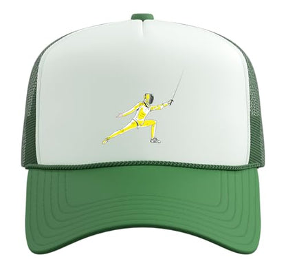 Funny Fencing Costume for Men Women Adult Kid Fencer Fencing Trucker Hat with Adjustable Mesh Back - color: Kelly Green/White