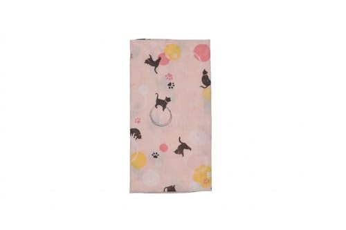Japanese Gauze Tenugui Towel – 100% Cotton Made in Japan – Quick Dry, Soft & Lightweight Kitchen Tea Towel, Face & Hand Towel for Travel, Gym and Daily Use (1, Cat Ball Pattern Pink, Medium) - color: Cat Ball Pattern Pink