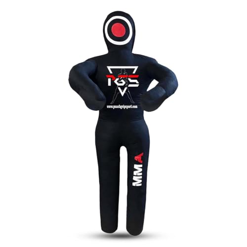 MMA Grappling Dummy Brazilian JIU Jitsu BJJ Punching Bag for Self Defense Wrestling Judo Karate Boxing Throwing Submission Standing Position - UNFILLED - color: Full Black, size: 5FT / 59"