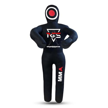 MMA Grappling Dummy Brazilian JIU Jitsu BJJ Punching Bag for Self Defense Wrestling Judo Karate Boxing Throwing Submission Standing Position - UNFILLED - color: Full Black, size: 5FT / 59"
