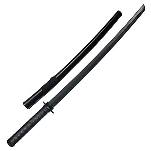 E-BOGU Polypropylene Practice Martial Arts Equipment with Black Saya Scabbard (Bokken Type 24.5") - style: Mokume Long 38.5
