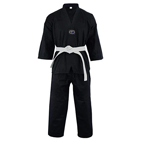 Ultimate - Taekwondo Gi Uniform - Kids Adults Unisex White Belt Included - color: Black, size: 0