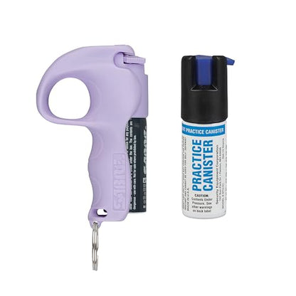 Sabre Pepper Spray with Quick Grip Finger Loop & Practice Spray, Faster Aim & Enhanced Grip, Keychain Attachment, for Beginners, Students, Commuters, Elderly – Protection On-The-Go, Made in USA - color: Lavender