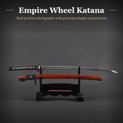 Katana Samurai Sword, 1045 Carbon Steel, Hand Forged, Full Tang - color: Burgundy Snow