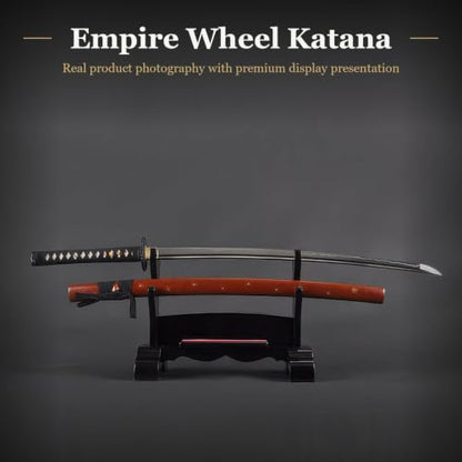 Katana Samurai Sword, 1045 Carbon Steel, Hand Forged, Full Tang - color: Burgundy Snow
