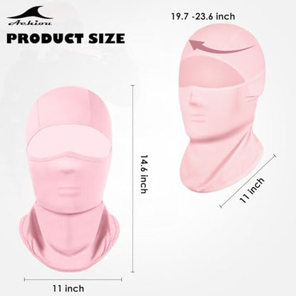 Achiou Ski Mask Balaclava Shiesty, Cooling Ice Silk Motorcycle Face Cover - color: Pink