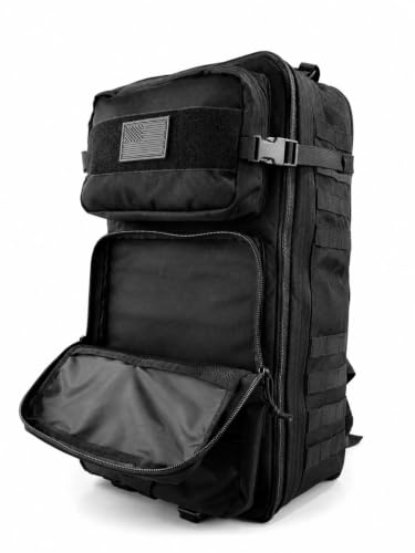 Large Black Tactical Backpack for Men - color: Black
