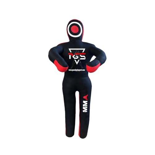 MMA Grappling Dummy Brazilian JIU Jitsu BJJ Punching Bag for Self Defense Wrestling Judo Karate Boxing Throwing Submission Standing Position - UNFILLED - color: Black Red, size: 5FT / 59"