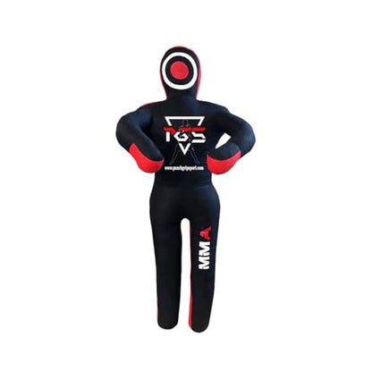 MMA Grappling Dummy Brazilian JIU Jitsu BJJ Punching Bag for Self Defense Wrestling Judo Karate Boxing Throwing Submission Standing Position - UNFILLED - color: Black Red, size: 5FT / 59"