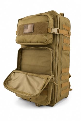 Large Coyote Tan Tactical Backpack for Men, 50L/60L/70L Expandable Military Backpack - color: Khaki