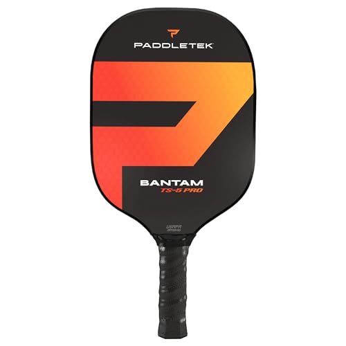 Paddletek Bantam TS-5 Pro Pickleball Paddle | Professional Pickleball Paddles with Honeycomb Core, Textured Fiberglass Epoxy Hybrid Surface, Bantam SRT Core & High Tack Performance Grip - color: WILDFIRE (Red) | Large Grip, size: Standard Weight