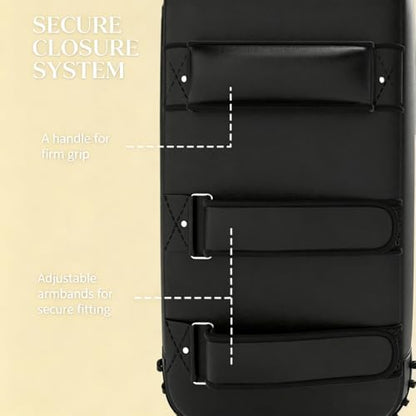 FOWE Kicking Strike Shield 16.5" x 8.7" x 3.5", Curved Punching Pad with Foam Padding & Adjustable Straps, for Martial Arts Sparring