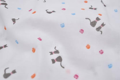 Japanese Gauze Tenugui Towel – 100% Cotton Made in Japan – Quick Dry, Soft & Lightweight Kitchen Tea Towel, Face & Hand Towel for Travel, Gym and Daily Use (1, Cat Bell Pattern White, Medium) - color: Cat Bell Pattern White