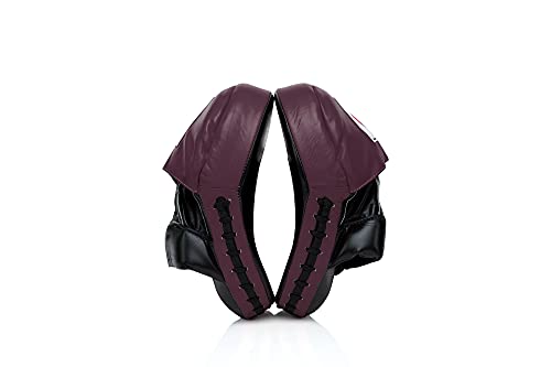 Fairtex FMV9 Contoured Focus Mitts |Striking Accuracy & Protection for Boxing, Muay Thai, Kickboxing |Ergonomic Design, Soft Padding, Secure Fit Leather - color: Black/Maroon