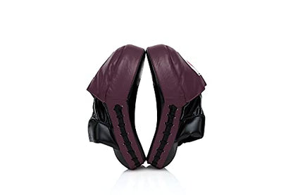 Fairtex FMV9 Contoured Focus Mitts |Striking Accuracy & Protection for Boxing, Muay Thai, Kickboxing |Ergonomic Design, Soft Padding, Secure Fit Leather - color: Black/Maroon