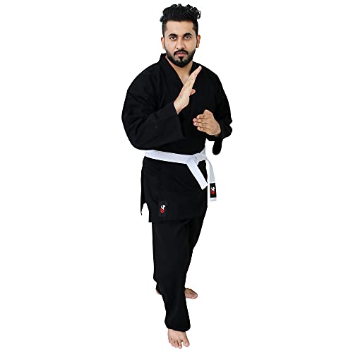 G4 Karate Suit GI Aikido Training Adult Student Uniform Set Free Belt Black White - color: Black, size: 0/130cm