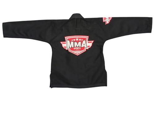 Jiu Jitsu Gi for Kids & Teens – Lightweight Martial Arts Training Suit | 100% Cotton-Poly Blend | Free White Belt - color: Black, size: M-1