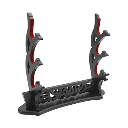 Saihisday Sword Stand Vine Katana Stand Three-Tier Sword Holder with Padded for Japanese Samurai Sword Display Tanto Rapier Light Saber, Black Lacquer Finish - size: 3-Tier