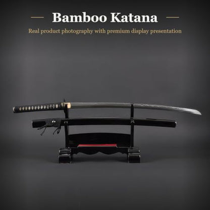 1045 Katana, Hand Forged Full Tang Japanese Sword | Classic Tsuba Series - color: Black