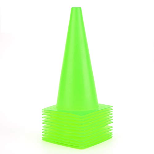 12 Inch Traffic Training Cones, Plastic Safety Parking Cones, 6 Colors - color: Green, Set of 12