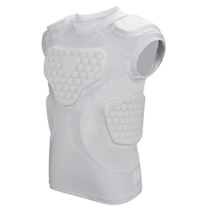 GUOZI Youth Football Padded Shirt with Chest Rib Shoulder Protectors - size: Small, style: White