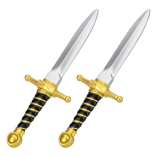 10.5 Inch Non-Functional PU Foam Dagger Prop for Adult Cosplay, Stage Performance & Display, 2 Pack - color: Gold