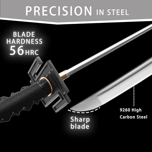 Handmade Sharp Katana, Traditional Clay Tempered 1060/9260/T10 Steel, Full Tang Real Katana Sword, Authentic Japanese Craft Samurai Sword - color: Dragon Black