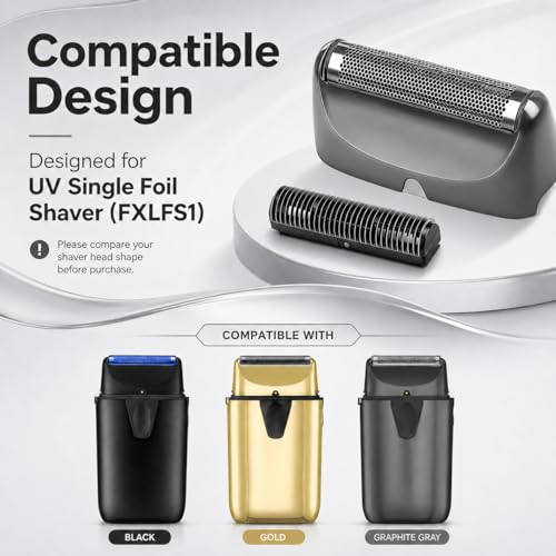 Replacement Foil Blade Compatible with BaBylissPRO UV Metal Single Shaver - color: Grey-2 Packs