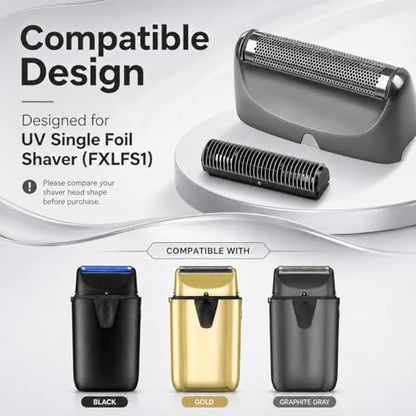 Replacement Foil Blade Compatible with BaBylissPRO UV Metal Single Shaver - color: Grey-2 Packs