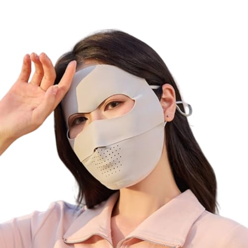 UPF 50+ Reusable Cloth Mask, UV Guard Face Cover, Korean Slim Fit - color: Light Grey