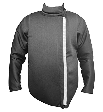 LEONARK Black 350N Light Hema Sparring Jacket Double Fastening Overlays for HEMA Longsword Rapier Sabre Armoury - size: X-Large