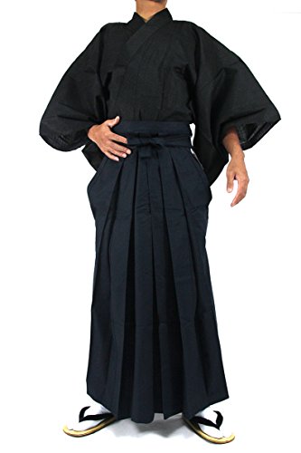 Edoten Japanese Samurai Hakama Uniform - color: 1bk-navy, size: Large