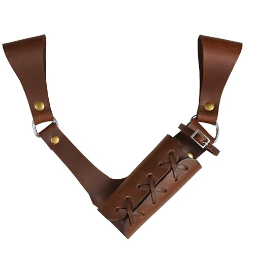 Mythrojan Medieval Sword Frog Adventurer with Leather Holder for Universal Rapier, Broadsword, Cutlass - style: Large Left Handed - Brown Crunch (10" X 10")