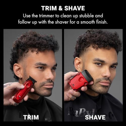 BaBylissPRO High-Performance Compact LO-PROFX Shavers for Men - color: Red, style: Shaver and Base