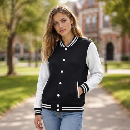 babyhealthy Men's Women's Varsity Baseball Jacket Casual Letterman Bomber Jacket Windbreaker Lightweight Jacket Coat - color: 021 Black, size: Medium