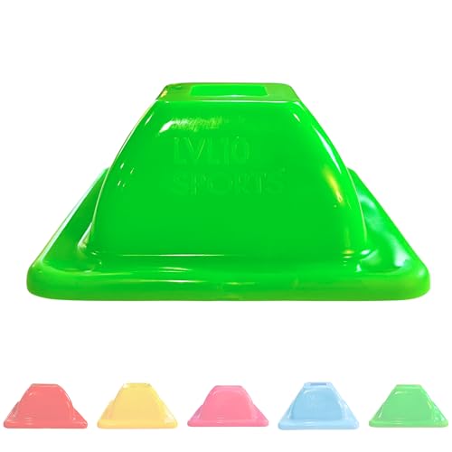 LVL10 Pro Training Cones - 2" Mini Soccer Cones for Sports Training - for Basketball, Football, Basketball and Agility Drills - Soccer Field Markers that Won't Crack, Slide or Fly - color: Neon Green, style: 50 Pack