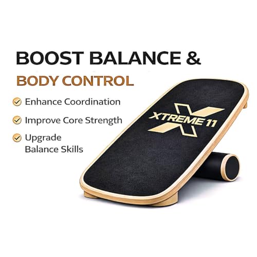 Wooden Balance Board Trainer, Non-Slip Roller for Surf & Skate